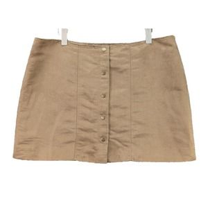 Gap Size 16 Tan Suedette Faux Suede Button Front Mini Skirt‎ Hippie A-Line Y2K